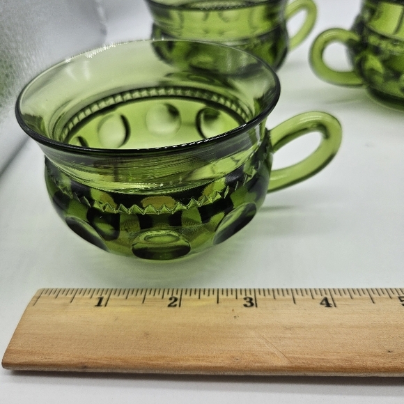 Vintage Indiana Glass King's Crown Thumbprint Cups Set of 3 - Picture 8 of 9